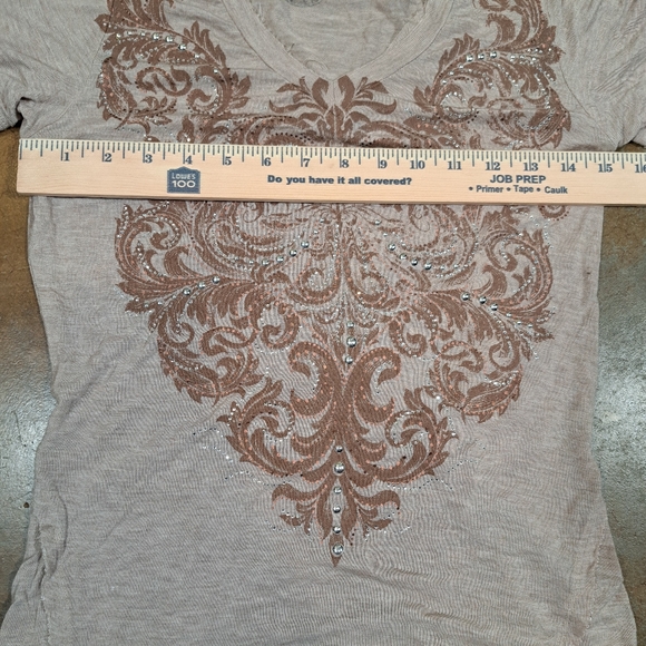 Affliction Womens Graphic Tee SZ M Bedazzled Short Sleeve Shirt Biker Rock USA - Picture 6 of 6